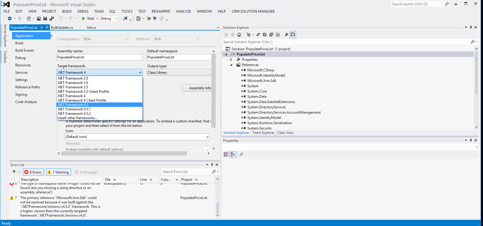 visual studio plugin reference update screenshot