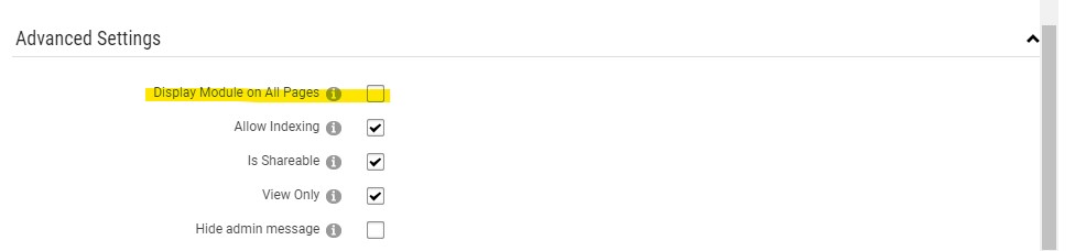 dnn module settings display on all pages