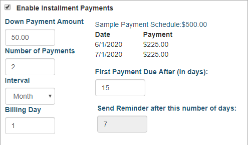 AMS Software Event Payment Plans