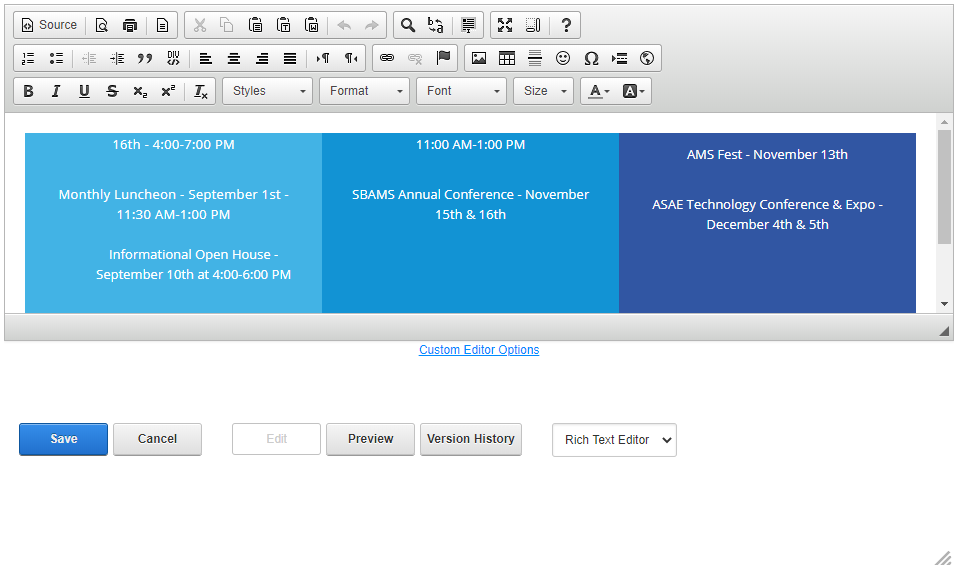 AMS Software Website Version History 