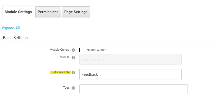 dnn module title field
